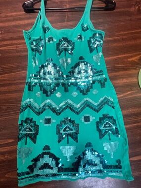 Wet Seal Teal Sequin Mini Dress